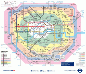 Plano del metro de Londres con zonas